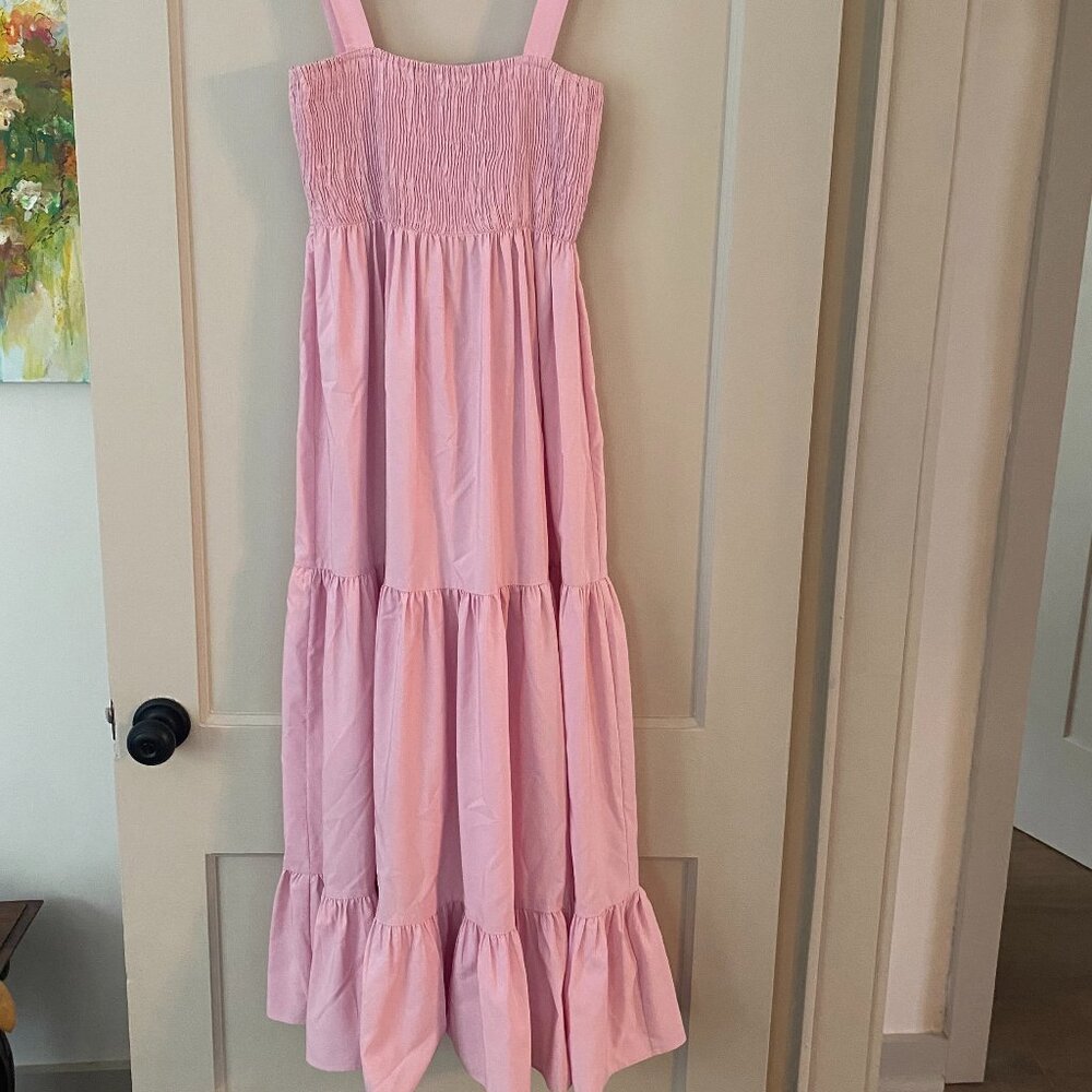 Zara Poplin Smocked Midi Dress, Ruffled: Size XS
